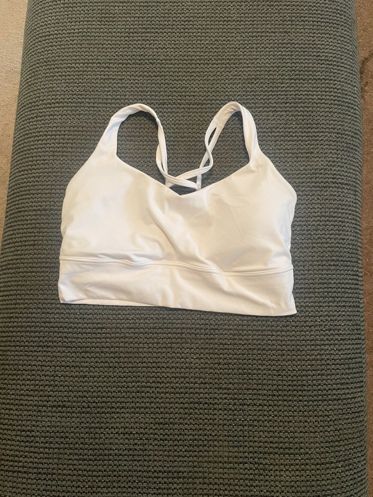 All In Motion Womens Large White Padded Sports Bra criss cross back