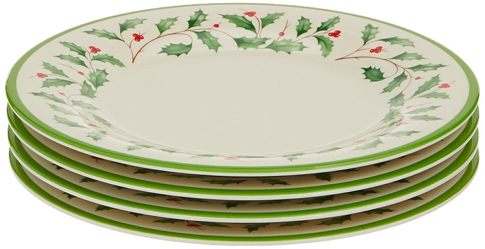 863668 Holiday 4-Piece Melamine Accent Plate Set