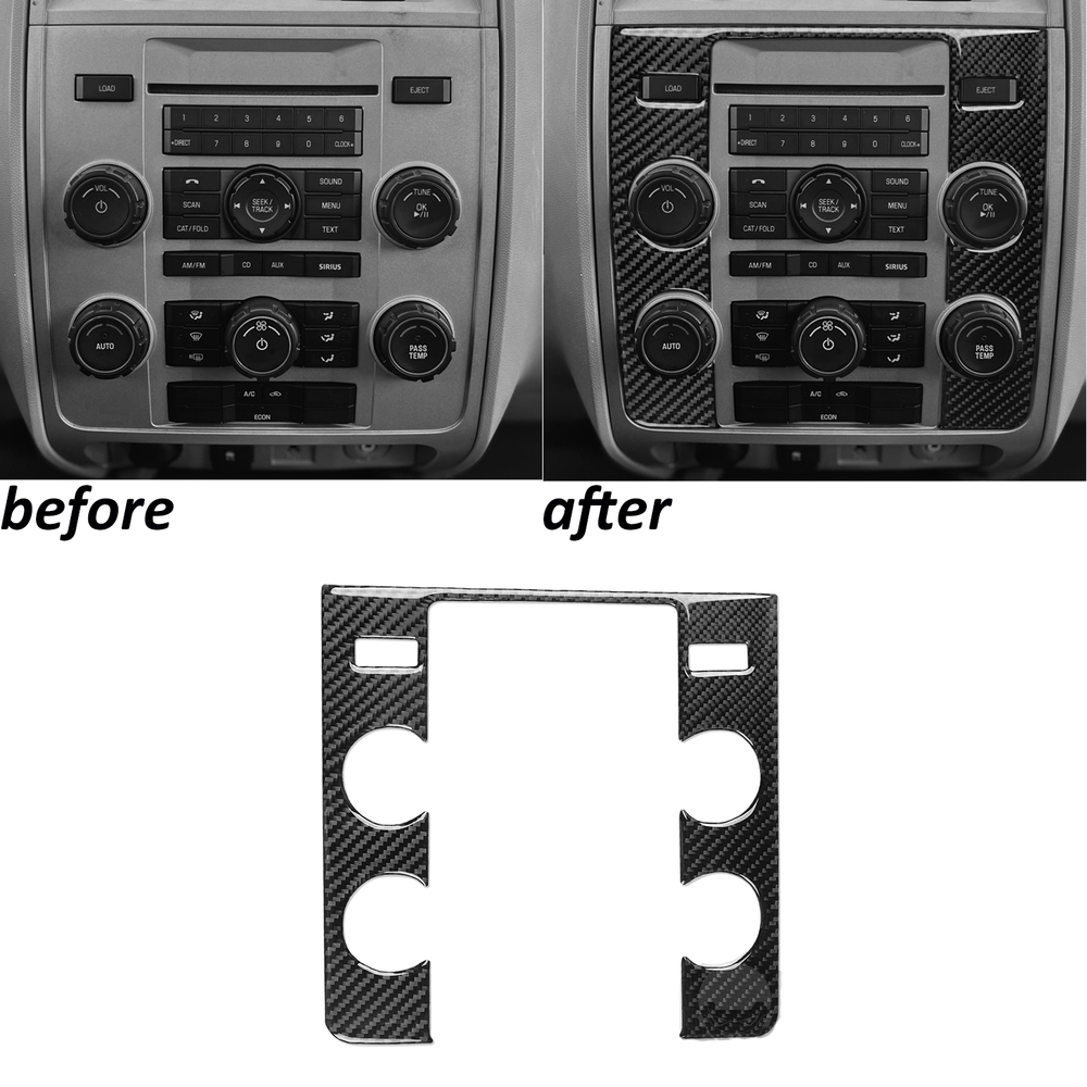 Real Carbon Fiber Console AC Switch Button Panel Trim For Ford Escape 2008-2012