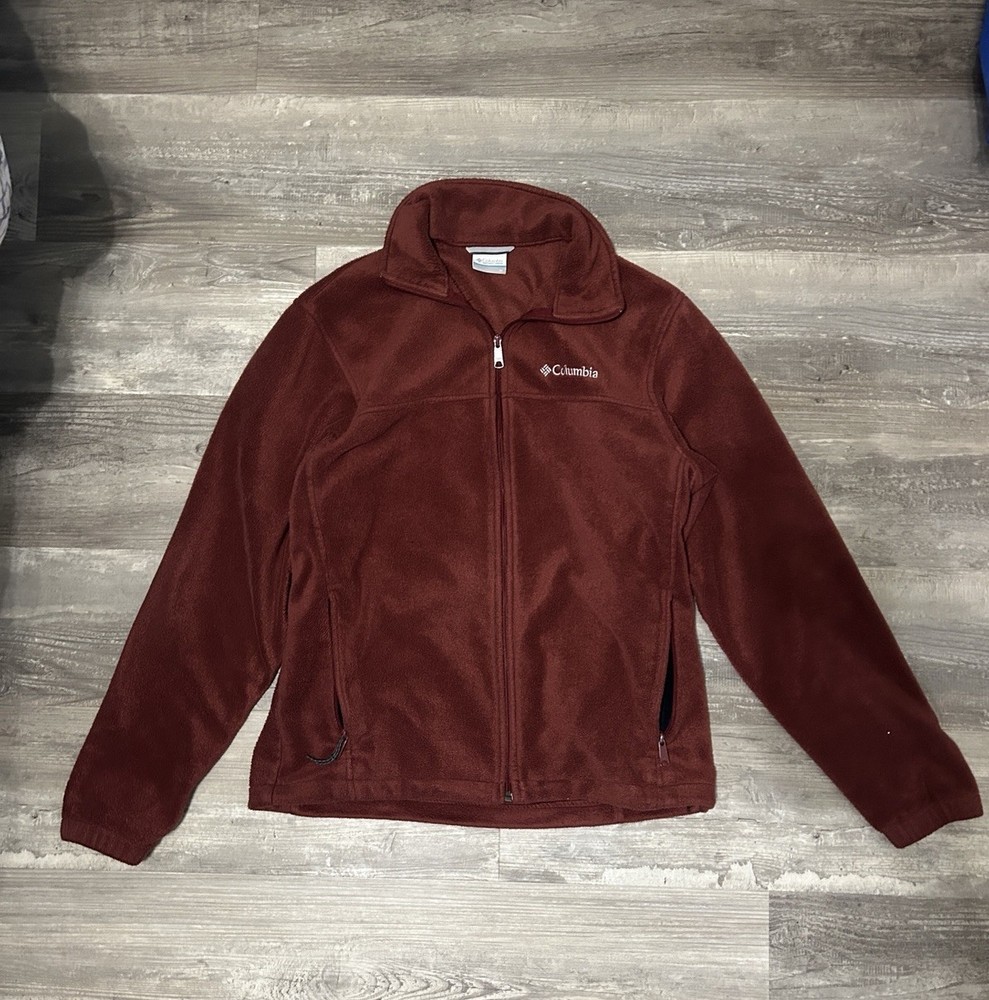 Columbia Men’s Medium Maroon Red Full Zip Fleece Jacket Sportswear