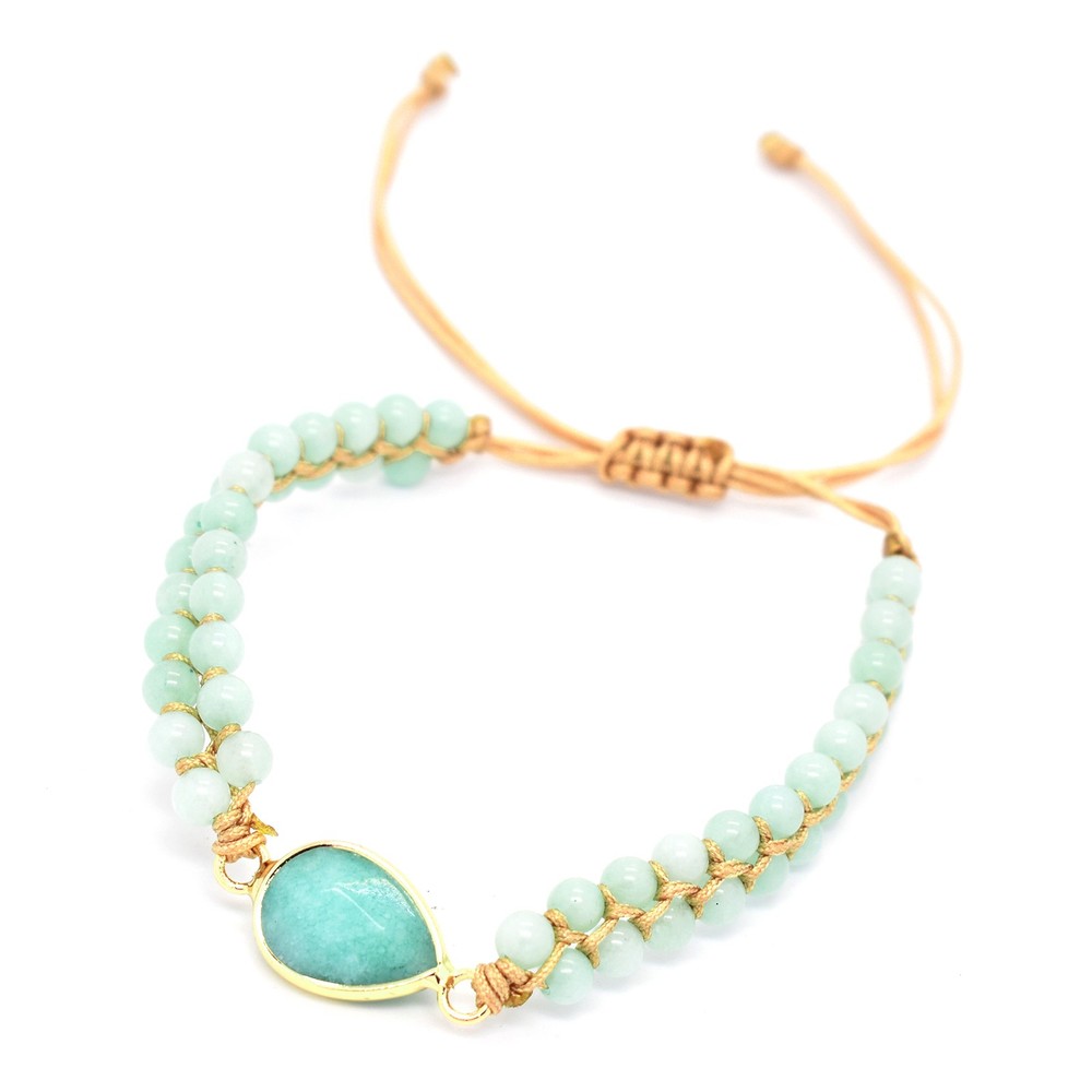 Natural Amazonite Stone Bracelet Blue Green Gemstone Charm Bracelet Handmade
