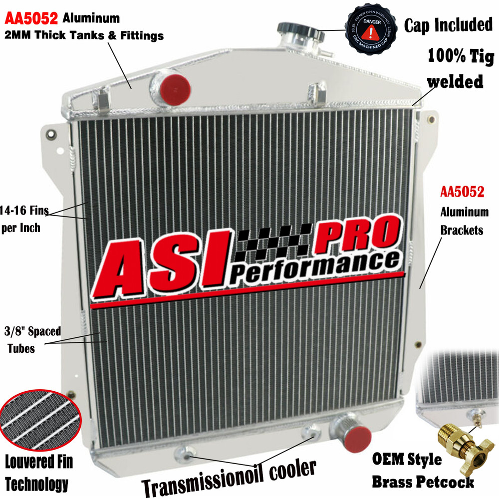 4 Row Aluminum Radiator for 1943-1948 Chevy Fleetline FleetMaster Stylemaster AT