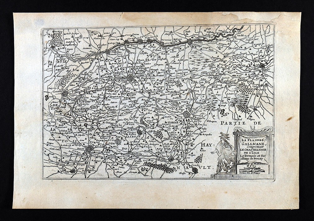 1696 Colom Map Flandre Gallicane Flanders France Belgium Tournay Douay Wervik