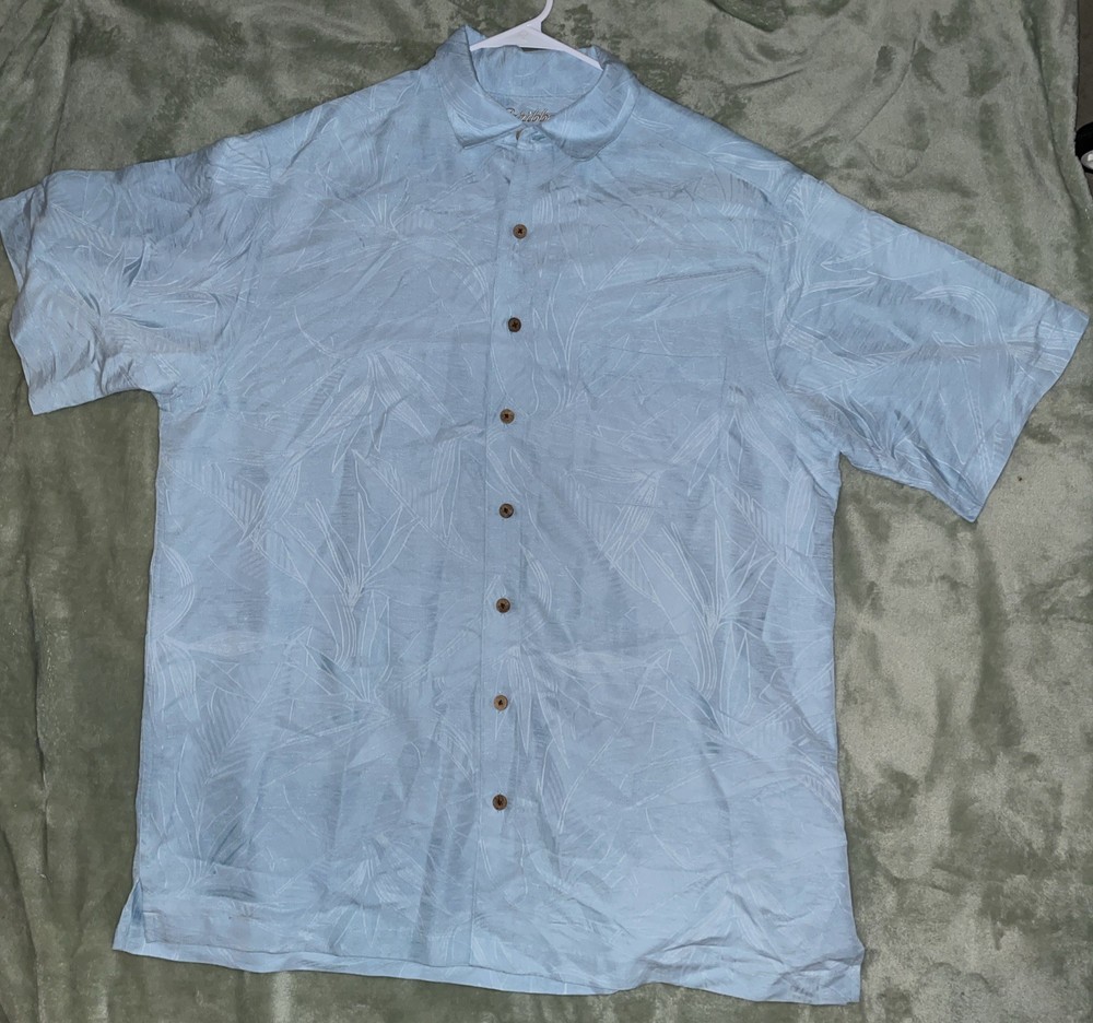 Caribbean Men's  Blue Floral Short Sleeve 2XT Big & Tall Button up  C-31