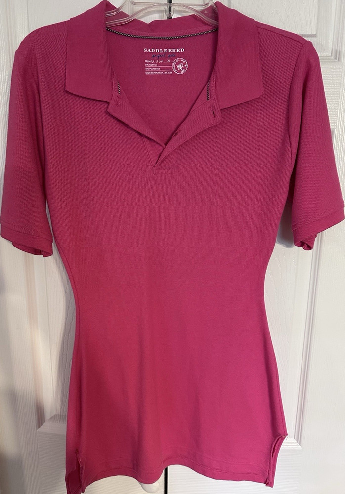 Saddlebred Womens XL Pink Collared Polo Shirt Short Sleeve Casual Knit