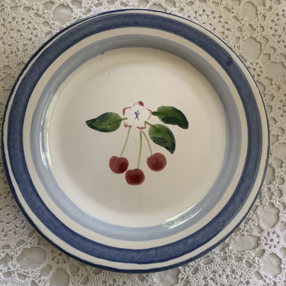 Hartstone Pottery Vintage  USA Cherry  Design Salad/Dessert/Bread Plates Set 4