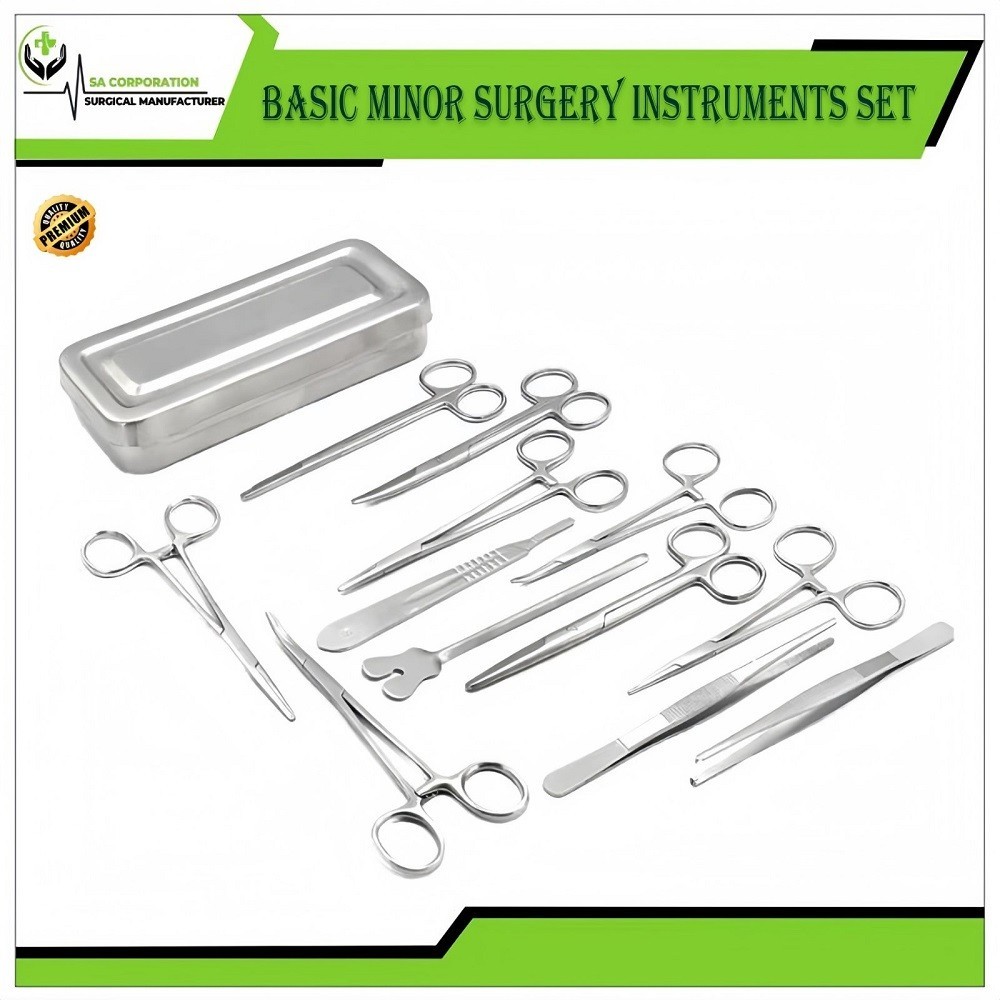 13 Pcs Basic Minor Surgery Instruments Set With Stainless Steel Instruments Box