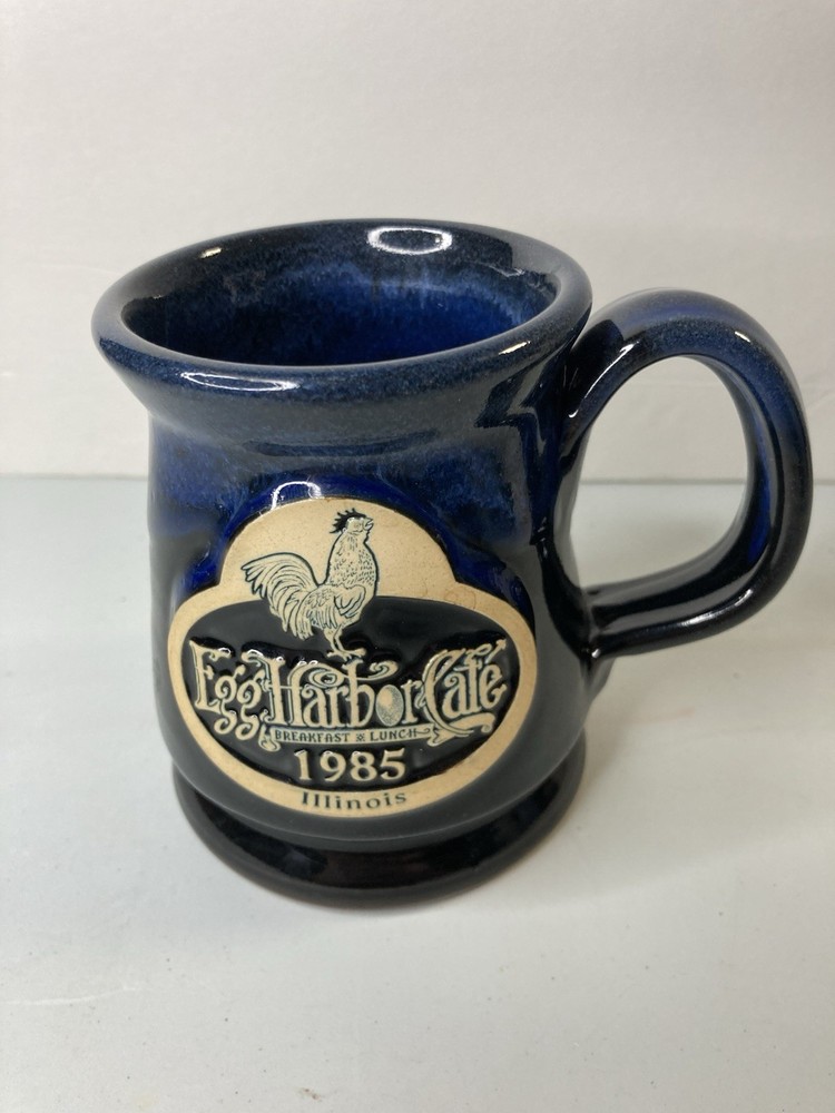 Blue Drip  Glaze Deneen Pottery Coffee Mug EGG HARBOR CAFE Illinois