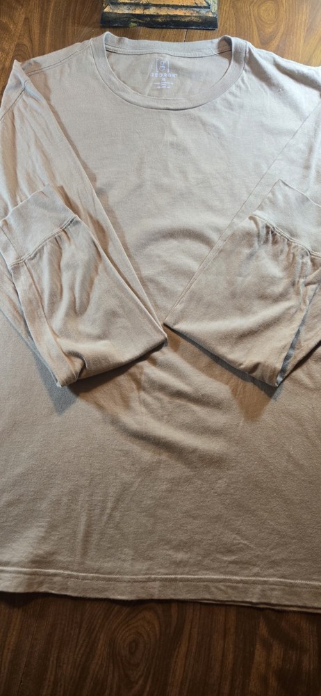 George Men’s XL Beige Solid Crew Neck Short Sleeve Cotton Knit T-Shirt