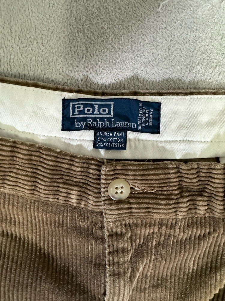 Mens Polo Ralph Lauren Corduroy Cargo Pants Mens 36x30 Dark Brown Y2K