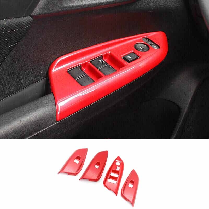 For Honda Fit/Jazz Car Glass Window Switch Lock Panel Trim 2014-2020 Bright Red