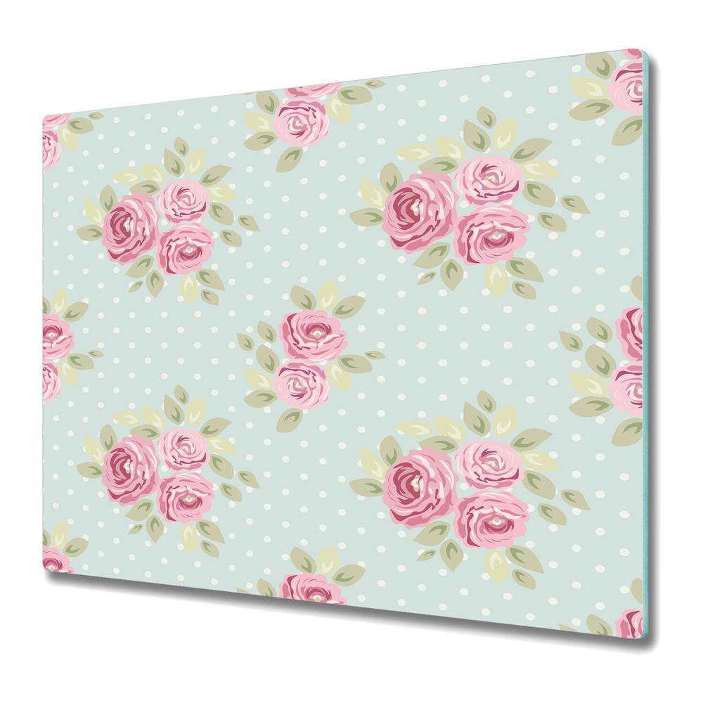 Glass Worktop Saver Kitchen Blue set of cute shabby chic roses pink and blue