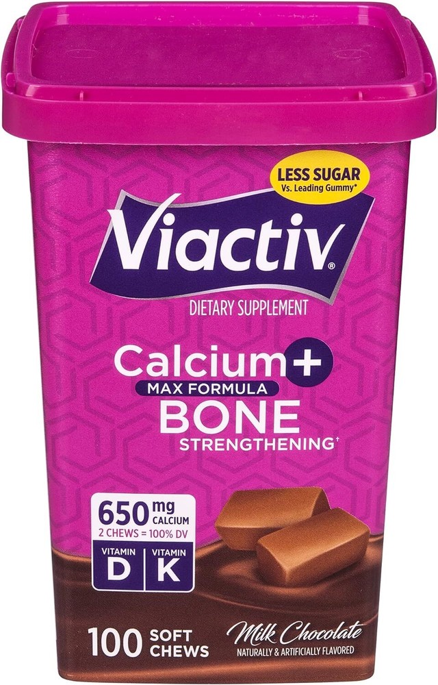 NEW Viactiv Calcium +Vitamin D3 Supplement Soft Chews, Milk Chocolate, 100 Chews