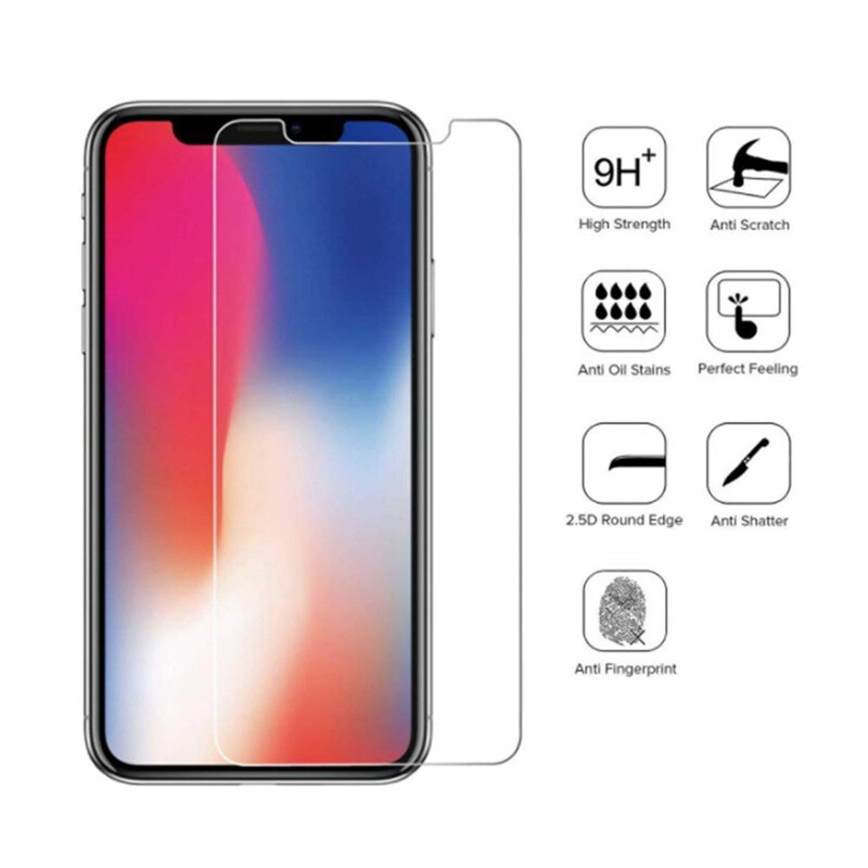 2X Tempered Glass For iPhone 15 11 12 13 14 Pro XS X XR 8 7 SE Screen Protector