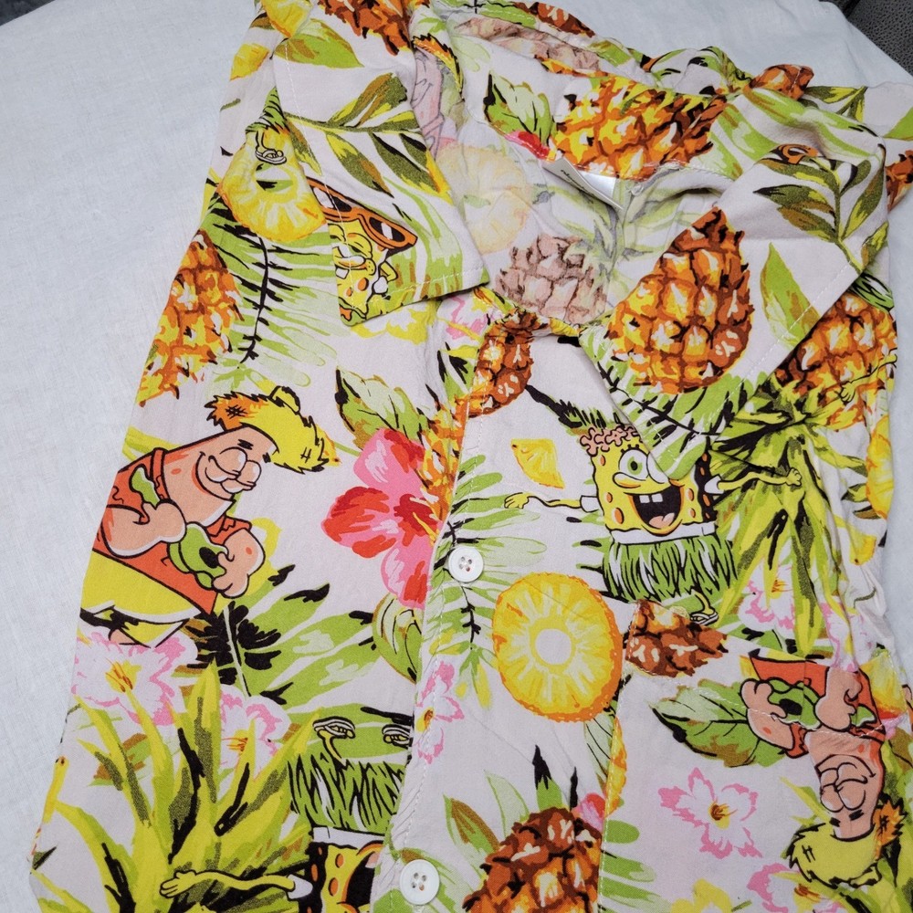 Nickelodeon Spongebob Squarepants Hawaiian Shirt Rayon Tropical Patrick Star XL