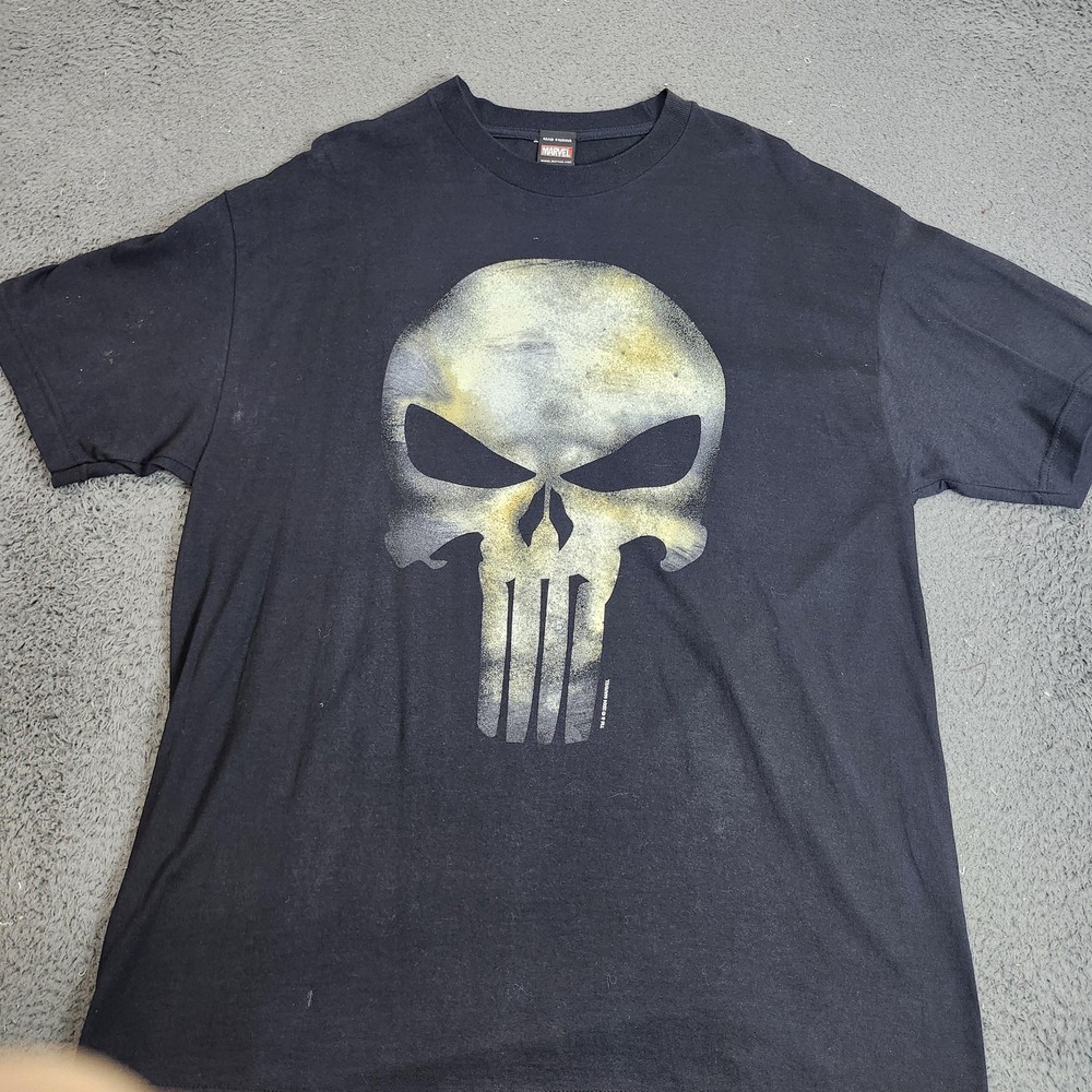 Vintage Punisher Shirt Mens XL Black Marvel Skull Graphic 2004 Movie 2000s