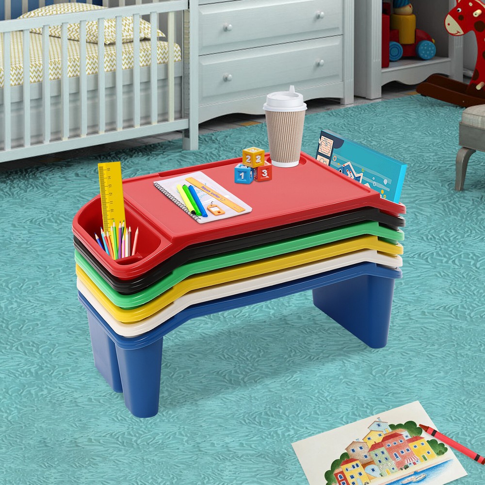6-piece kids lap desk tray with side slots for meals and laptops