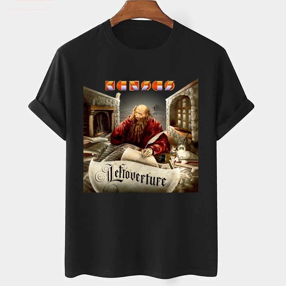 Vintage Kansas Leftoverture Album Cotton Black T-Shirt For Men