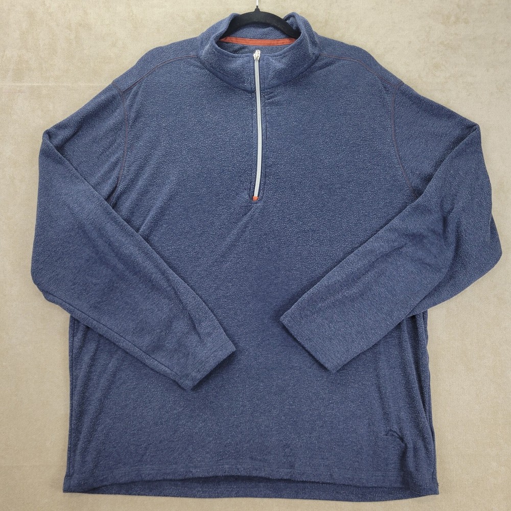Tommy Bahama Mens Sweater 1/4 Zip Long Sleeve Pullover Blue Size XL