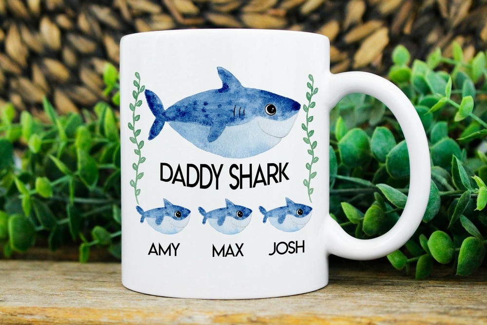 Daddy Shark Mug First Fathers Day Personalized Gift For Dad For Fathers Day Gift