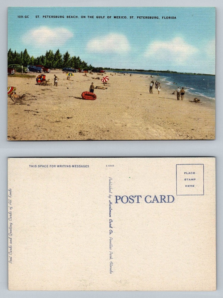 St Petersburg Beach, FL-Florida, Bathers Gulf Of Mexico Beach Vintage Postcard