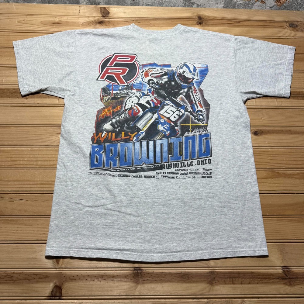 Vintage Y2K Willy Browning Motocross Racing Rushville Ohio Graphic T-Shirt Large