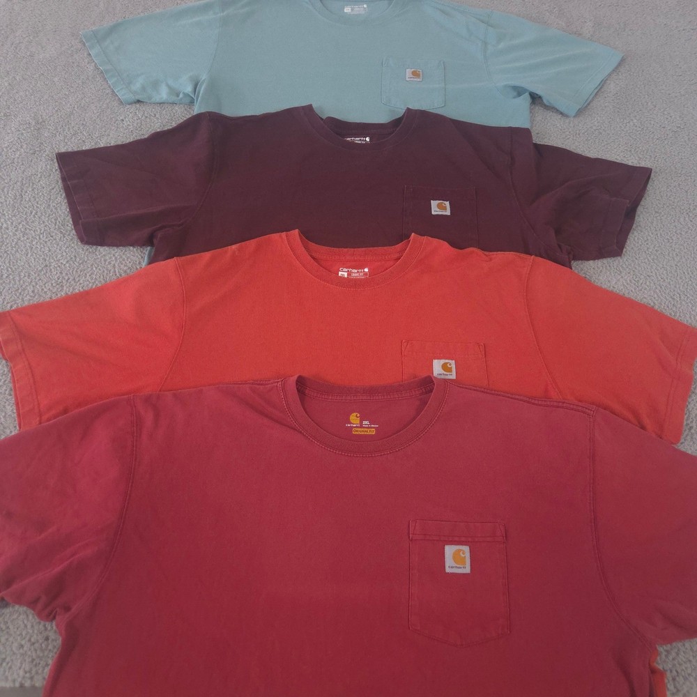 LOT OF 4 Carhartt Shirt Mens 2XL Multi Loose Fit Heavyweight Pocket Tee Outdoor