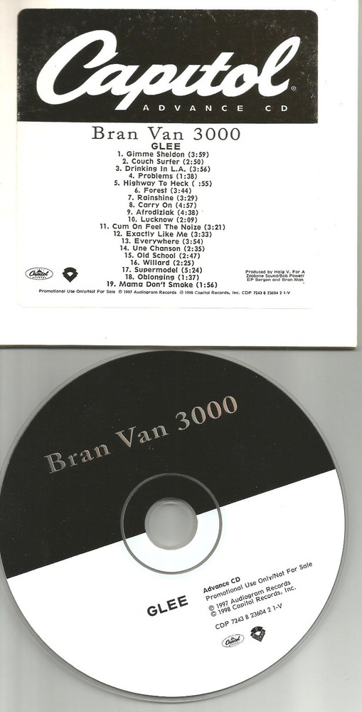 BRAN VAN 3000 Glee CARD SLEEVE Different Art ADVNCE PROMO DJ CD 1997 USA branvan