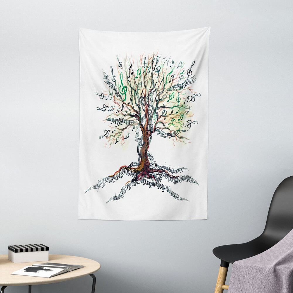Music Tapestry Autumn Nature Tree Swirls Print Wall Hanging Decor