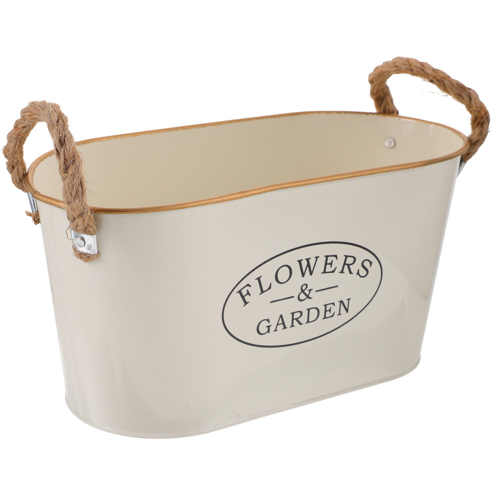 Flower Tins Container Vases Oval Plant Pot Home Decor Bucket