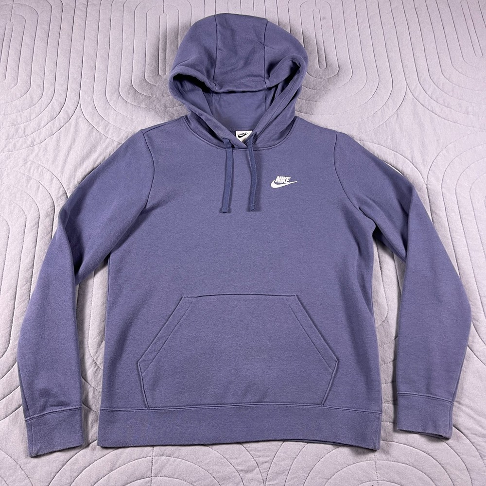 Nike Club Fleece Hoodie Womens Small Purple Pullover Swoosh Sweatshirt