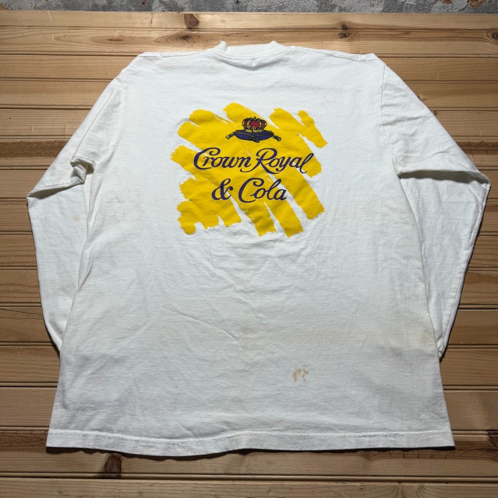 Vintage 90s Crown Royal & Cola Whisky Graphic Long Sleeve Promo Shirt - Size XL