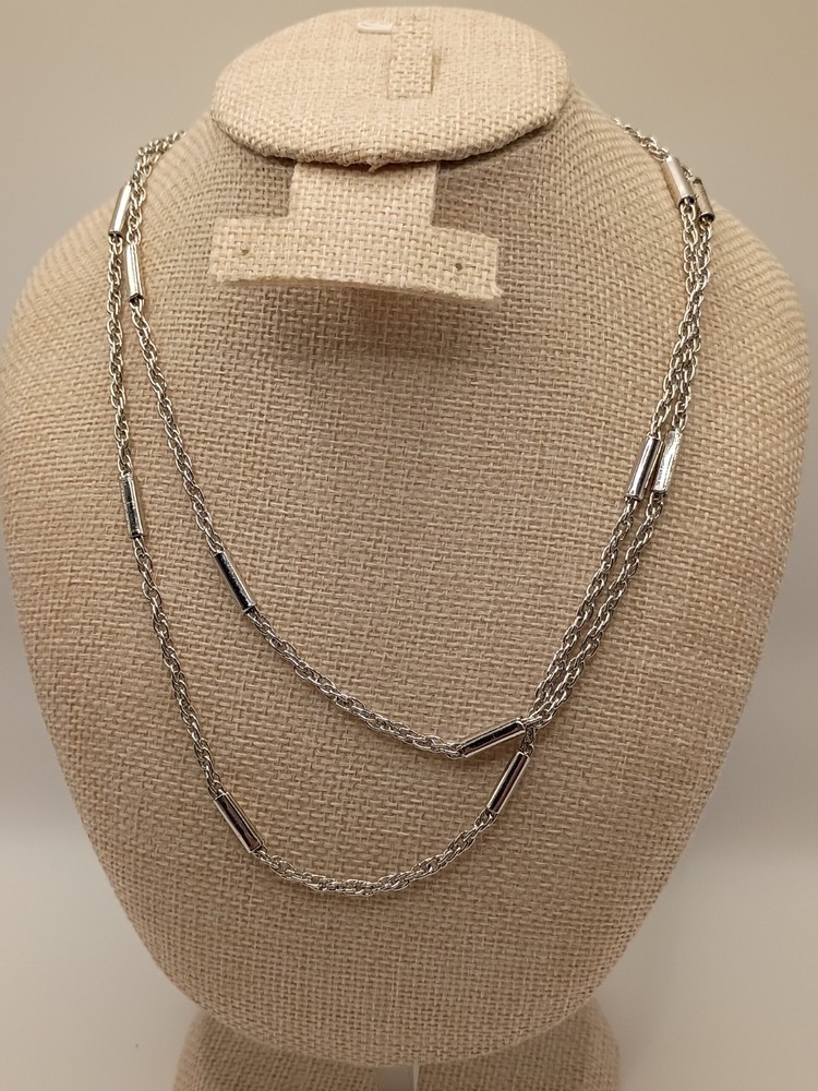 Vintage Sarah Coventry Long Silver Tone Chain Necklace 35