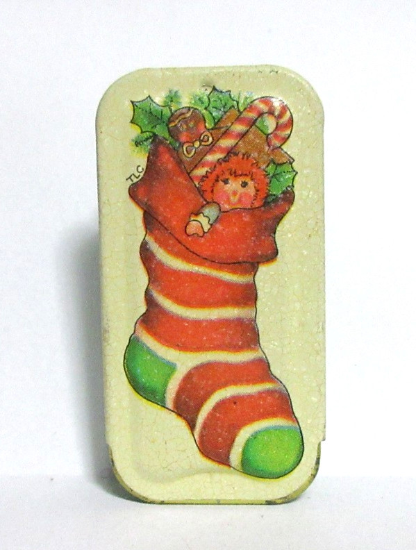 Vintage Mini Potpourri Press Christmas Tin Metal pill Box