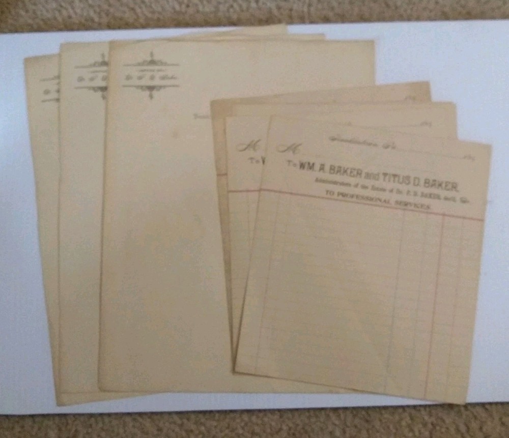 1890's Letterhead & invoices - Dr. P. D. Baker - Franklintown York Pennsylvania