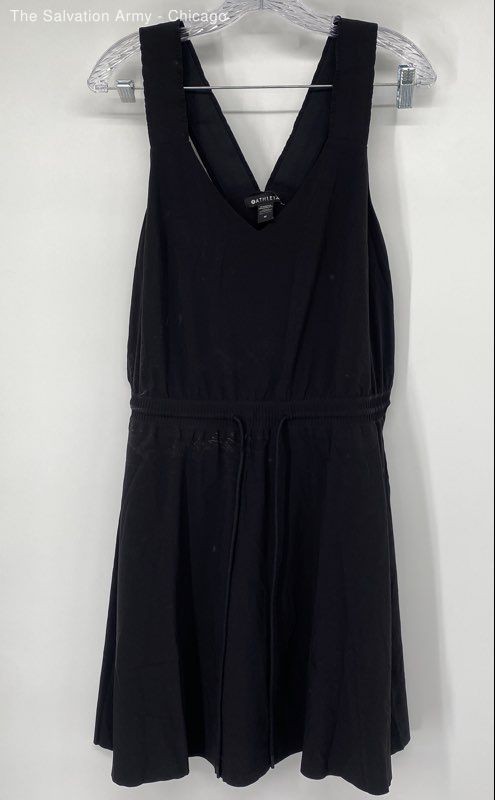 Athleta Womens Black V-Neck Sleeveless Knee Length Tank Dress Size Medium