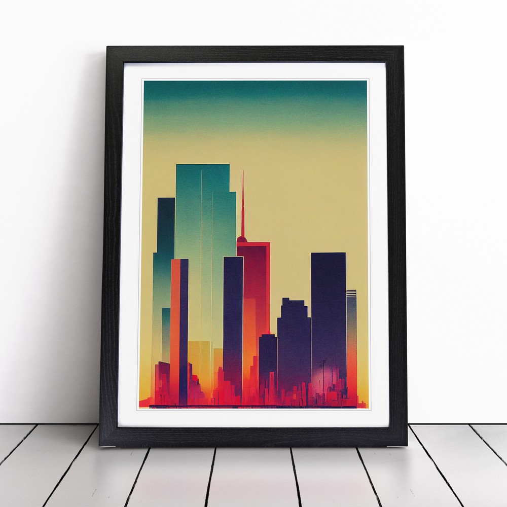 Sweet City Skyline Abstract Wall Art Print Framed Canvas Picture Poster Decor