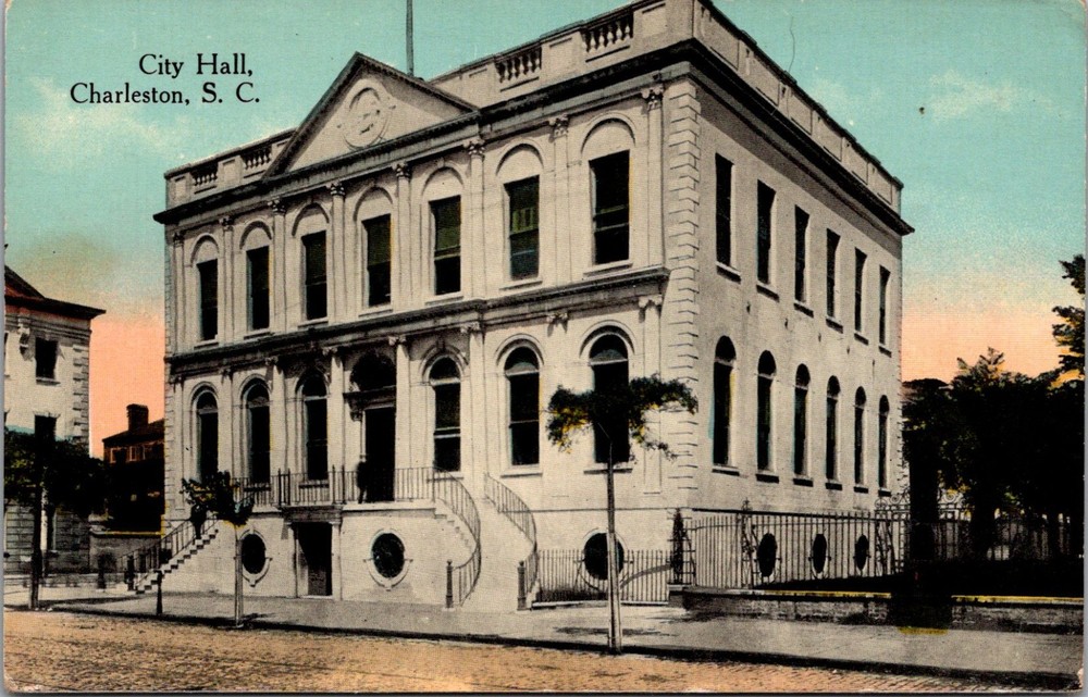 Vtg Postcard Charleston SC City Hall Four Corners of Law South Carolina