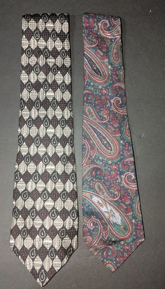 Countess Mara Silk Neck Ties Geometric Paisley Multicolor Men's lot of 2