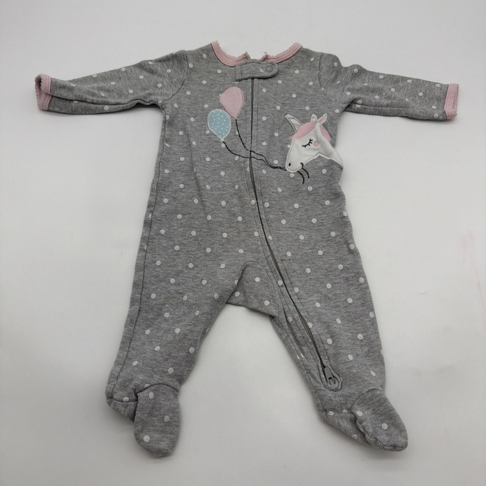 Carters One Piece Toddler Girls 3M Gray Graphic Print Embroidered Full Zip.45713