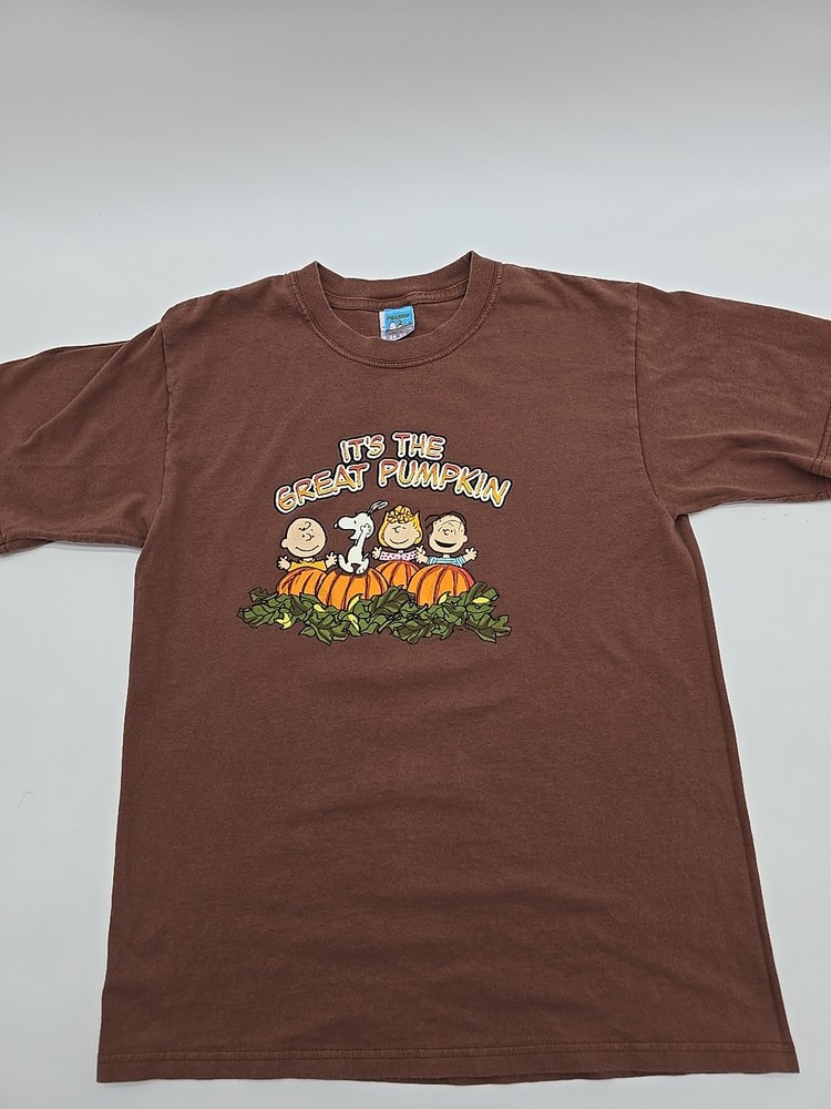 Vintage 90s Great Pumpkin Charlie Brown T-Shirt Brown Medium M#25994  