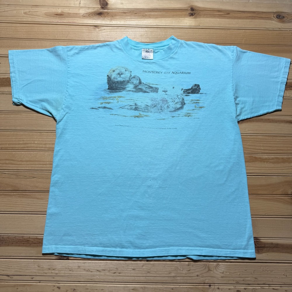 Vintage 1987 Monterey Bay Aquarium Sea Otter Graphic Souvenir T-Shirt USA - XL