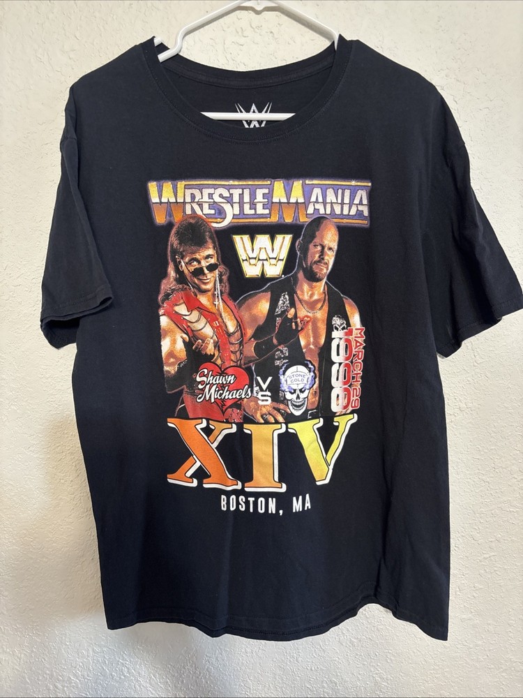 WWE Wrestle Mania 14 1998 Shawn Michaels Stone Cold Graphic T-shirt Size: Large