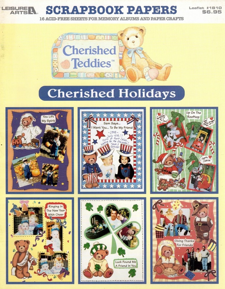 Scrapbook Papers  Cherished Teddies Cherished Holidays Acid-Free Sheets 1810 NOS-image