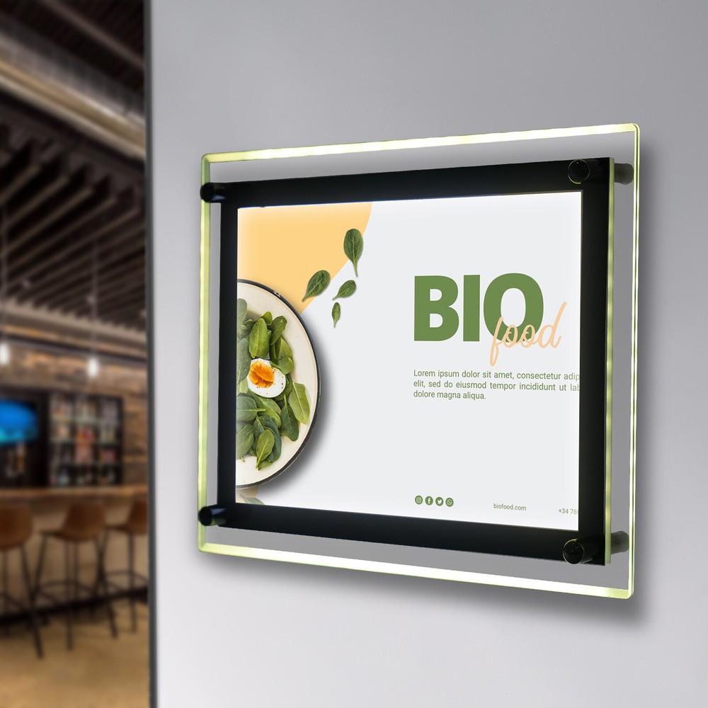 A4 LED Light Box Poster Frame Indoor Advertising Illuminated Projecting Sign