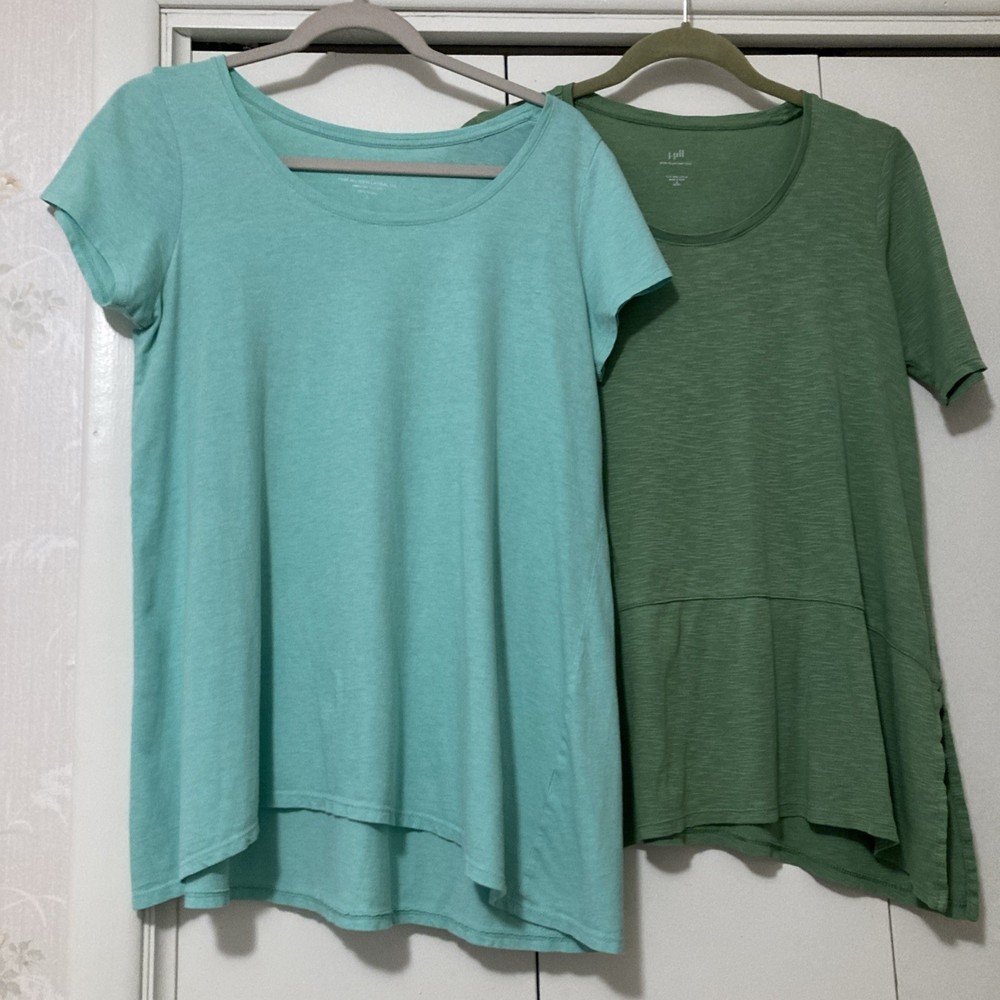 Pure Jill (& J Jill) Small Elliptical Tee (& Tunic) Pima Cotton Round Neck Green