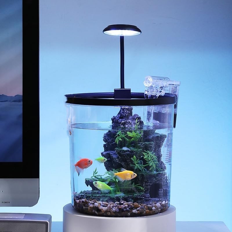 Small Fish Tank Plastic Aquarium Starter Kits with LED Light,Silent Filter