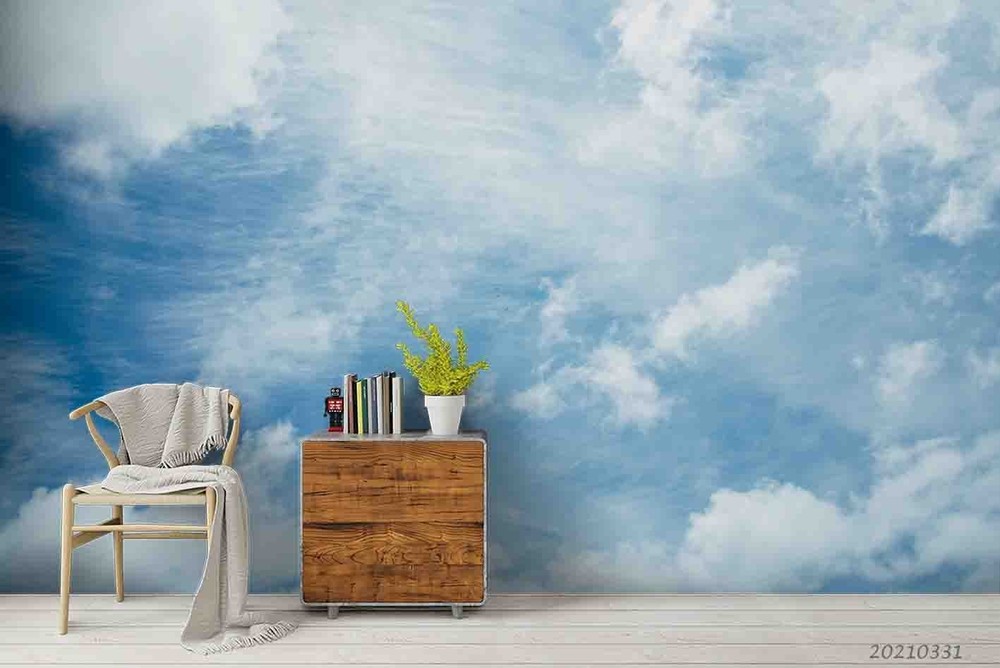 3D Blue Sky White Clouds Landscape Wall Murals Wallpaper Murals Wall Sticker 2