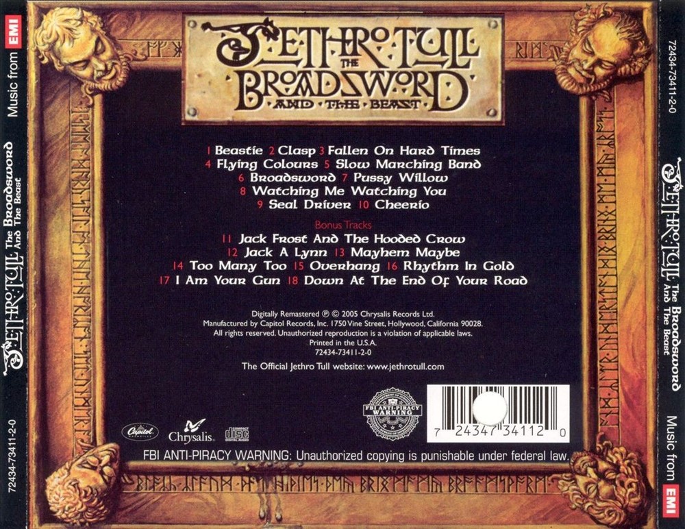 Jethro Tull The Broadsword And The Beast [Bonus Tracks] New Cd