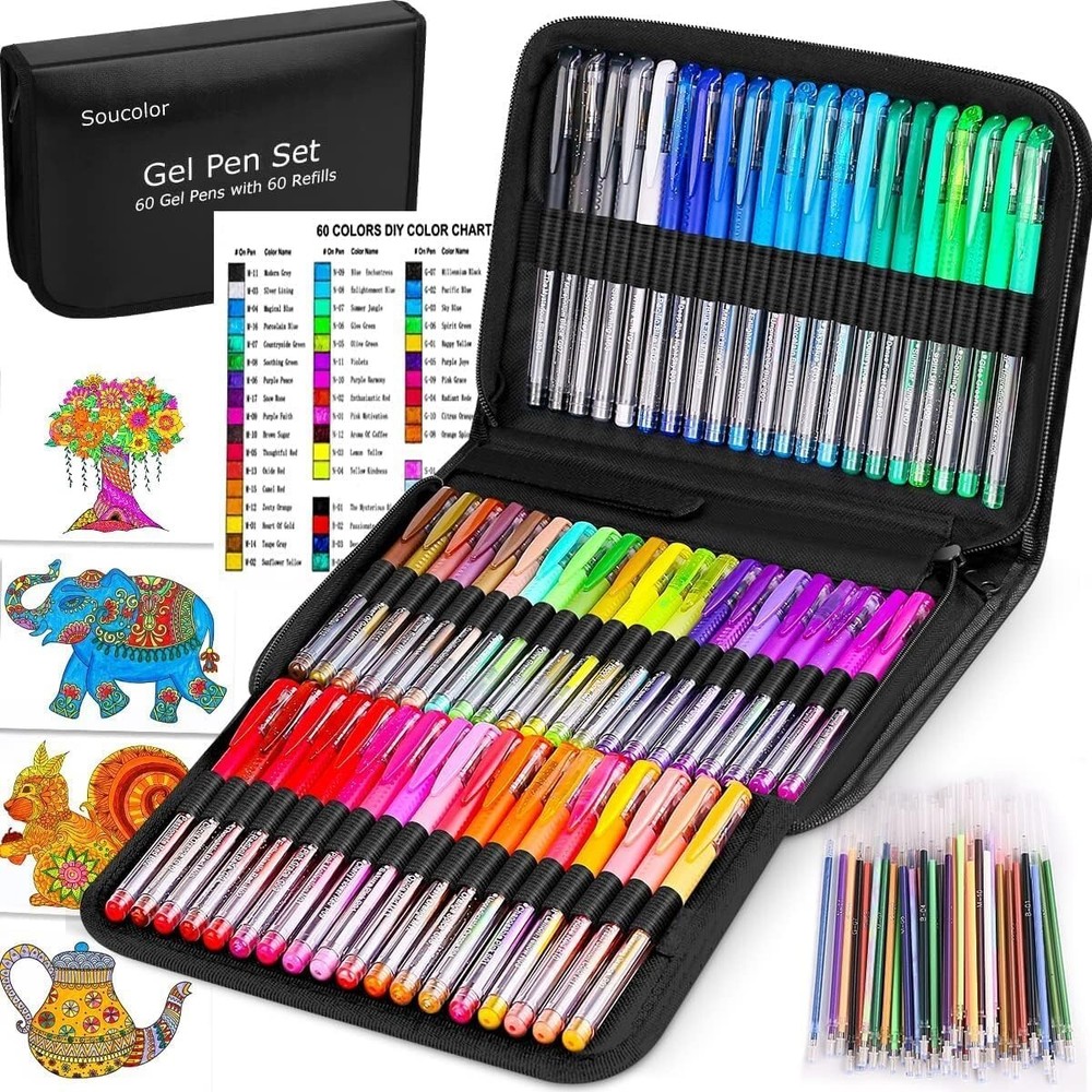 Gel Pens for Adult Coloring Books 120 Pack Artist Colored Gel Marker Pens Set...